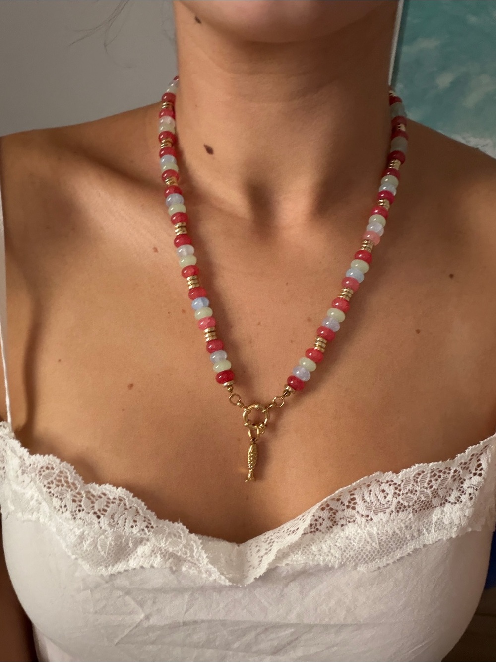 Gold Charm Beaded Necklace